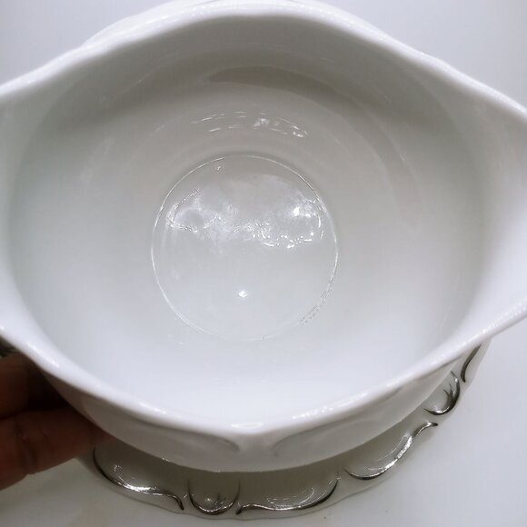 Simplicity Gravy Boat Attached Underplate White Fine China Serving Dish 7.5" - Picture 6 of 12